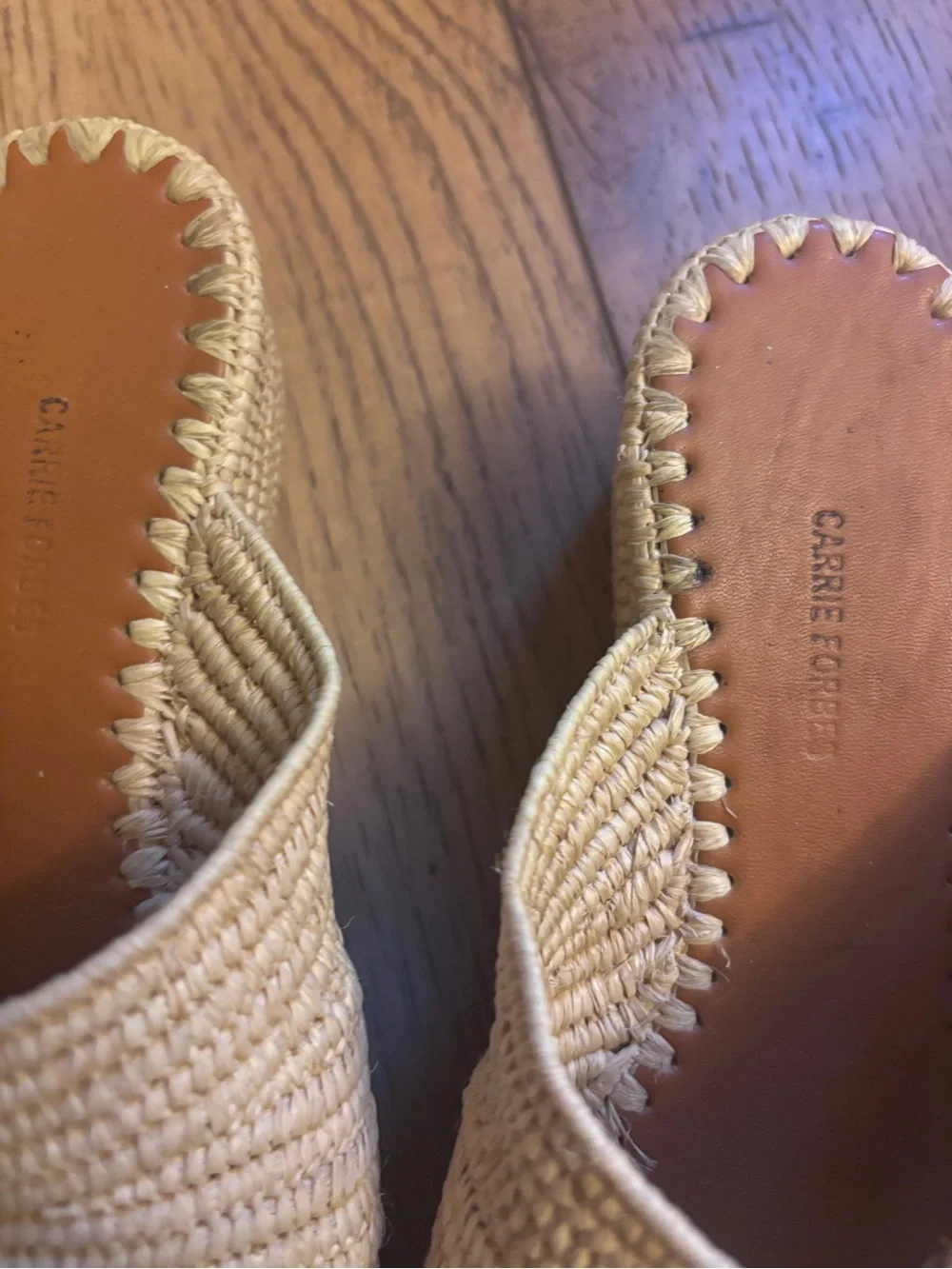 Natural Raffia Slide Wedge Sandals